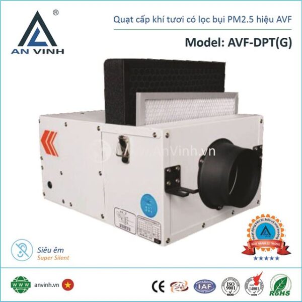 Quạt cấp khí tươi lọc bụi PM2.5 hiệu AVF Model: AVF-DPT(G)