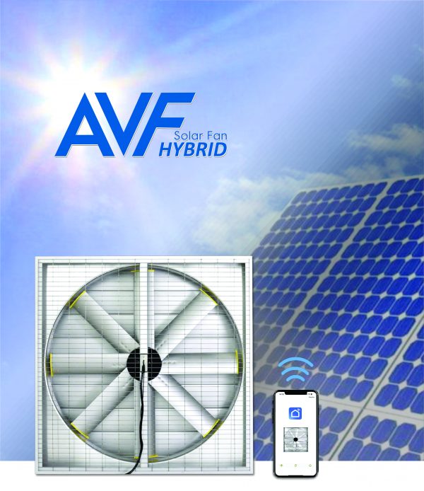 Quạt vuông Hút/Cấp thông gió chạy năng lượng mặt trời hiệu AVF Hybrid #1220mm và #1360mm