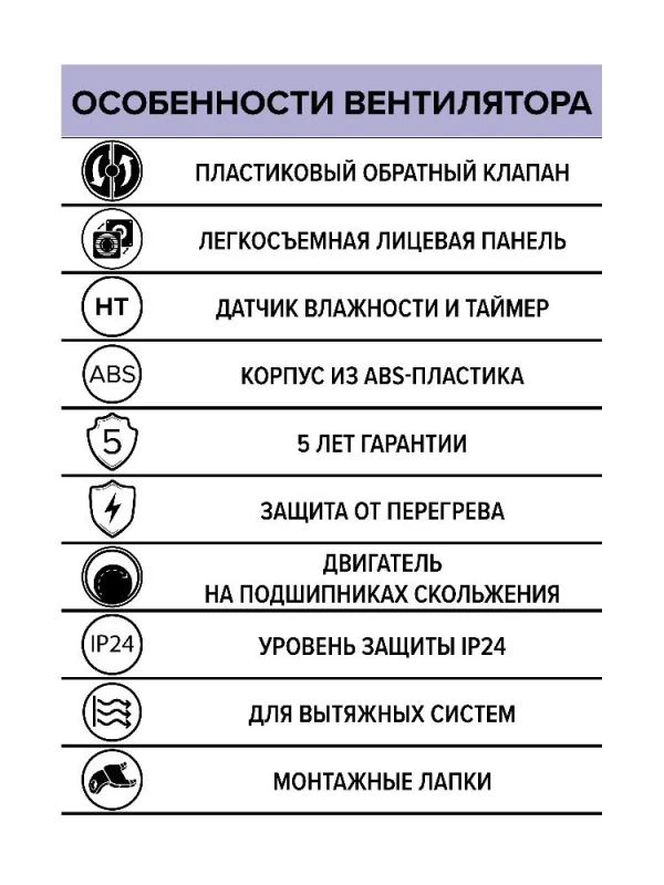 Вентилятор накладной WIND D100 обратный клапан HT ERA