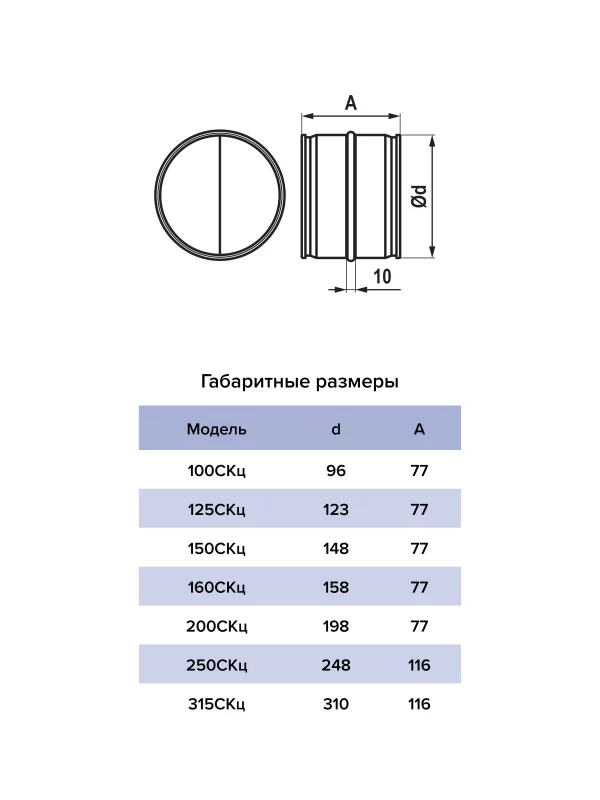 Соединитель СКц D100 оцинкованная сталь ERA PRO