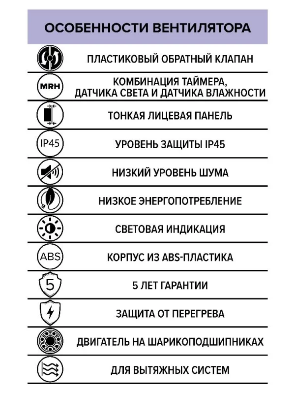 Вентилятор накладной SLIM D125 обратный клапан MRH DICITI