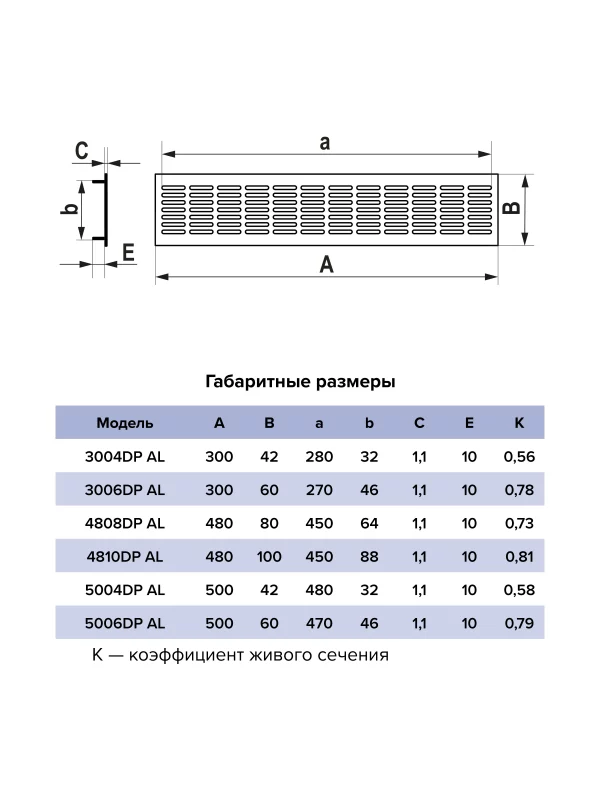 Решетка вентиляционная DP AL переточная 300x42 алюминий White ERA
