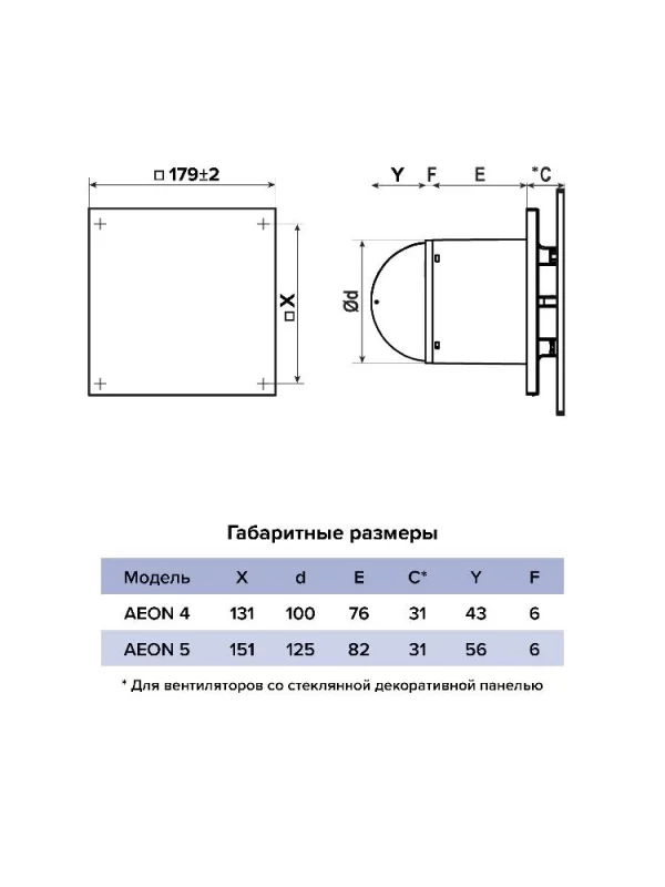 Панель декоративная AEON D100/125 179х179 стекло матовое Gray Silver DICITI