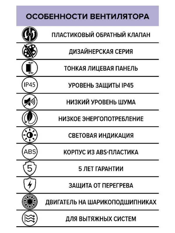 Вентилятор накладной SLIM D125 обратный клапан Obsidian DICITI