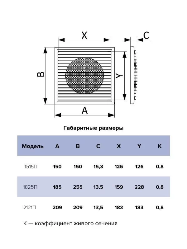 Решетка вентиляционная П разъемная 209х209 пластик ERA