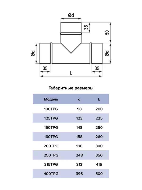 Тройник TPG D315 оцинкованная сталь ERA PRO