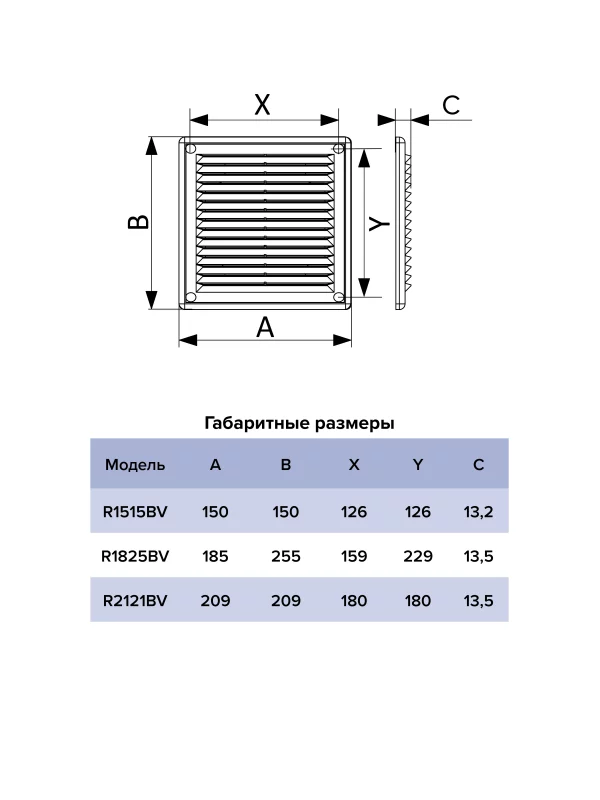 Решетка вентиляционная R1515BV обратный клапан разъемная 150х150 пластик ERA