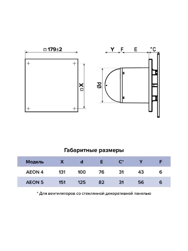 Вентилятор вытяжной AEON 5C TURBO D125 обратный клапан DICITI