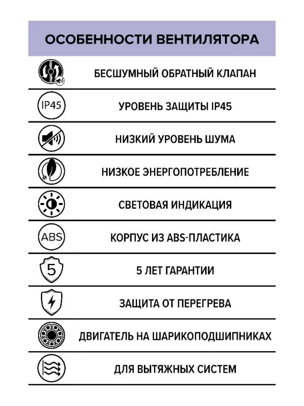 Вентилятор вытяжной AEON 4С D100 обратный клапан DICITI