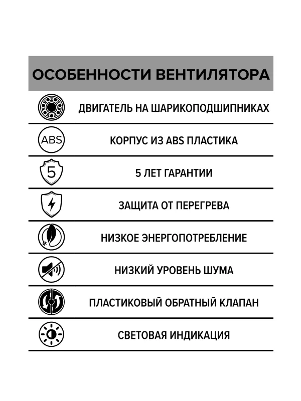 Вентилятор накладной AURA D125 обратный клапан DICITI