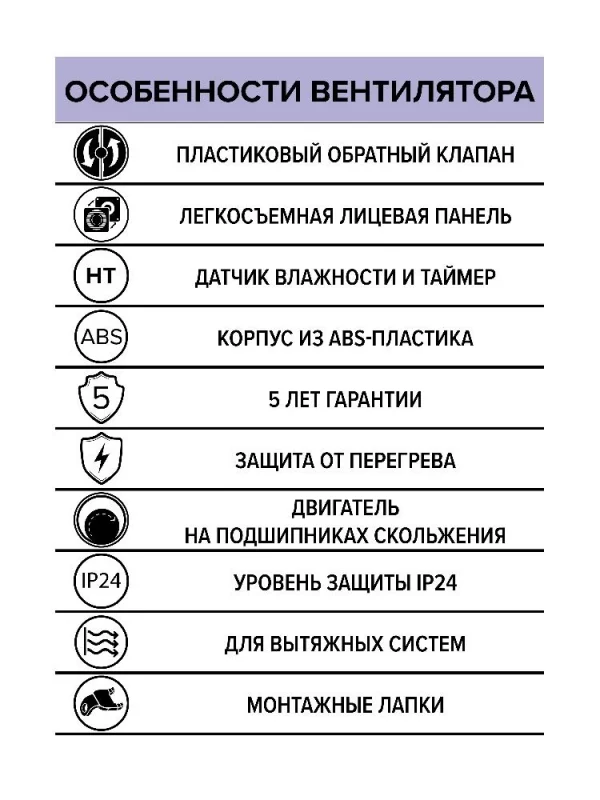 Вентилятор накладной WAVE D120 обратный клапан HT ERA