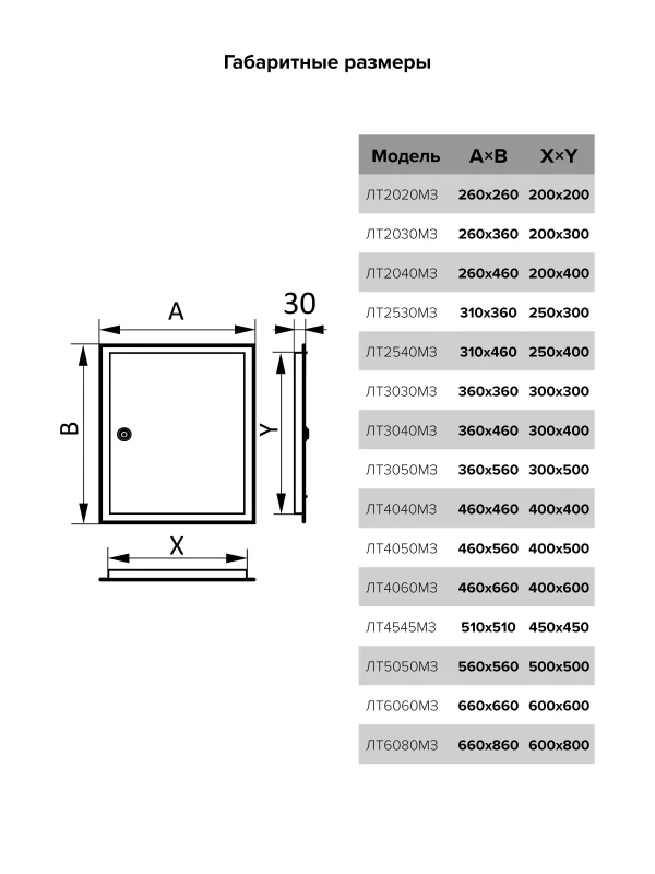 Люк ревизионный ЛТМЗ фланец 200x200 замок 260x260 окрашенная сталь EVECS